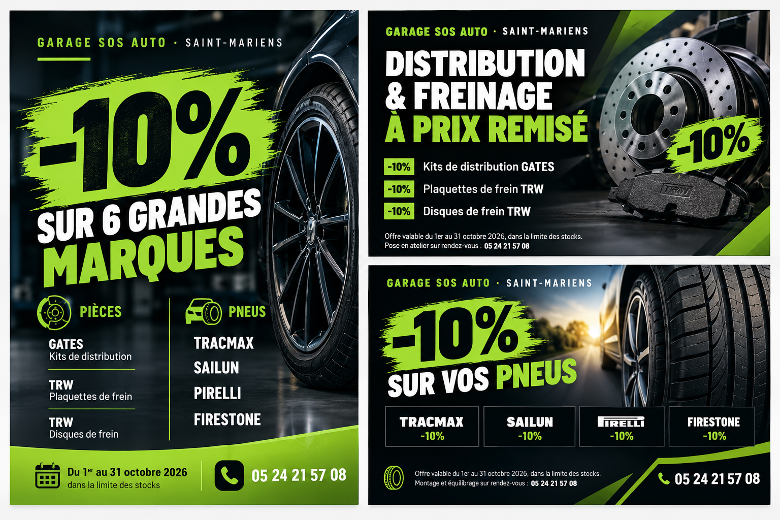Promotions Garage SOS Auto : -10 % sur six grandes marques